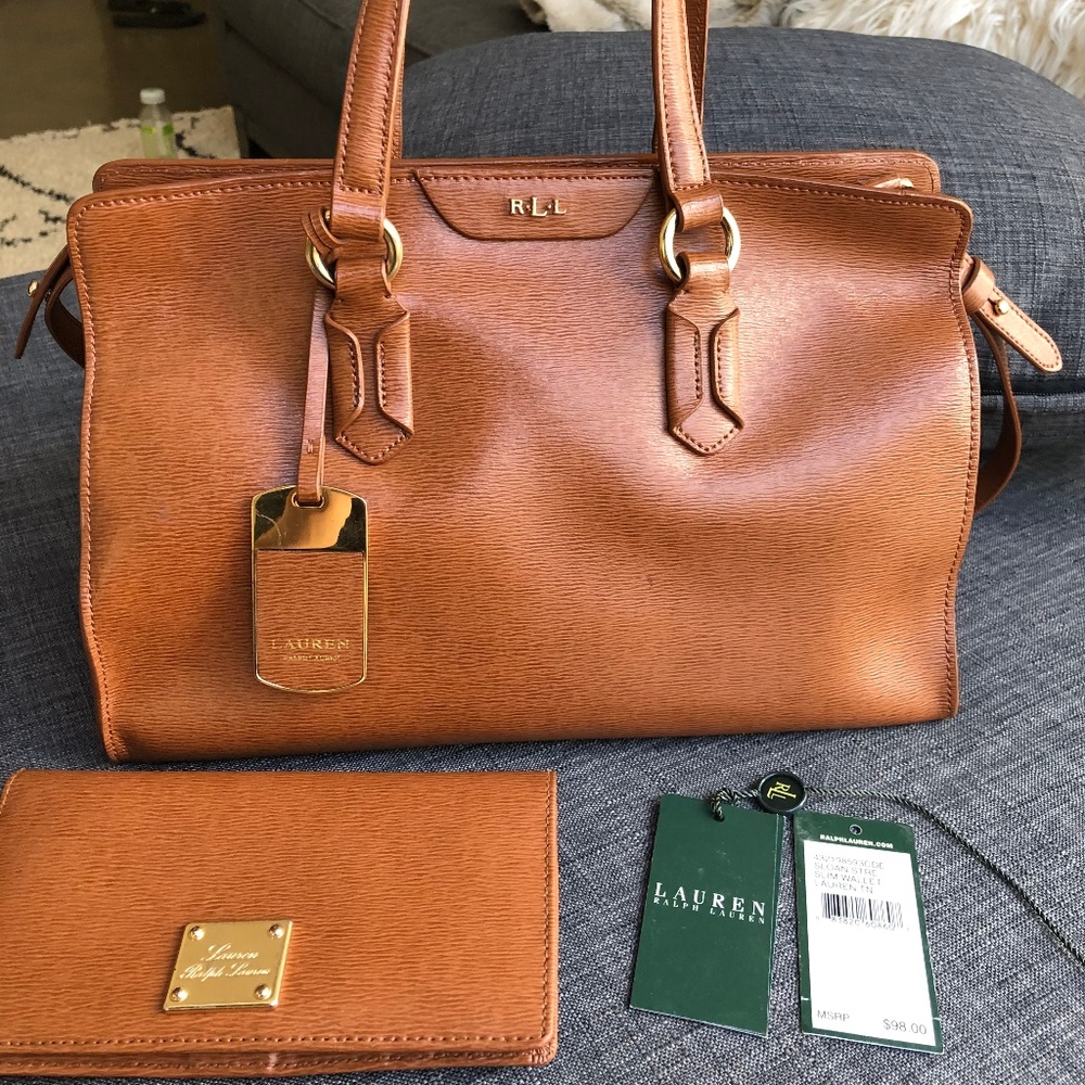 Ralph Lauren Sloan St Leather Satchel w/ Wallet